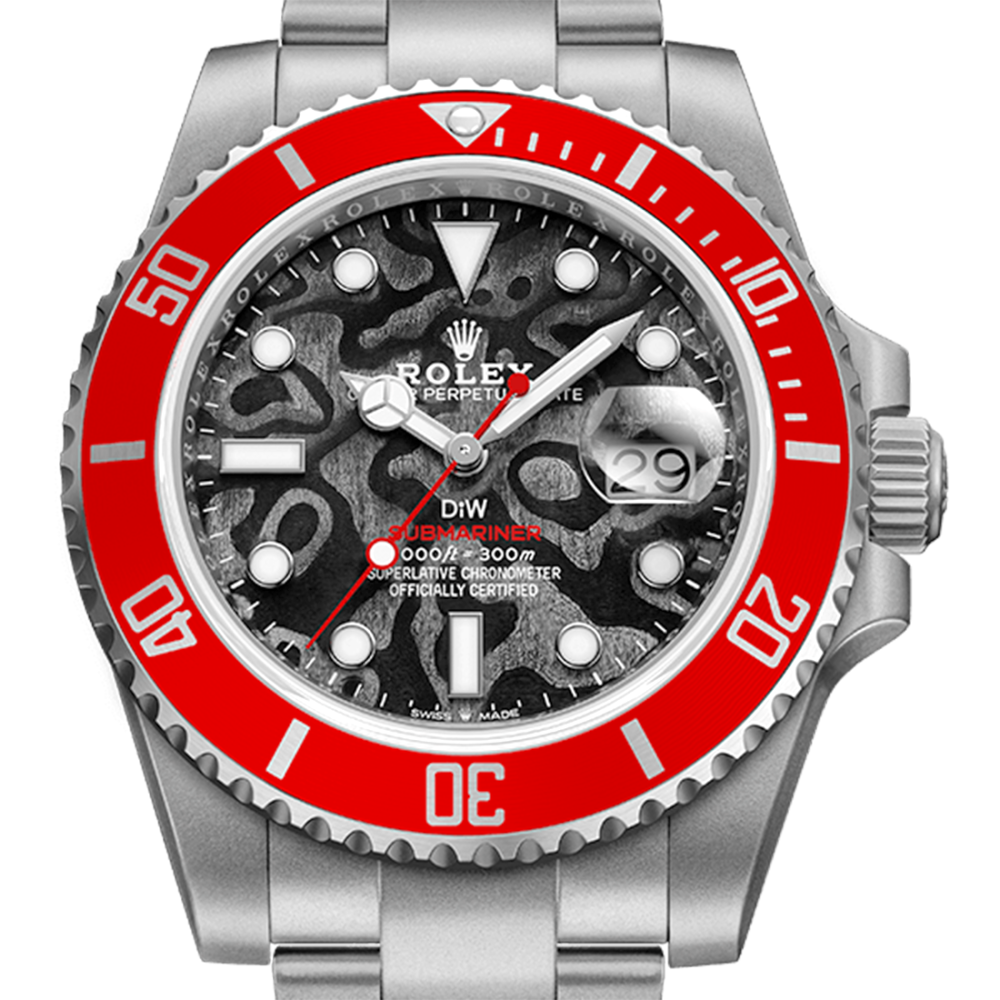 Rolex DIW Submariner Red Pluto Limited Edition Textured Dial Self-Winding Watch 126610-4