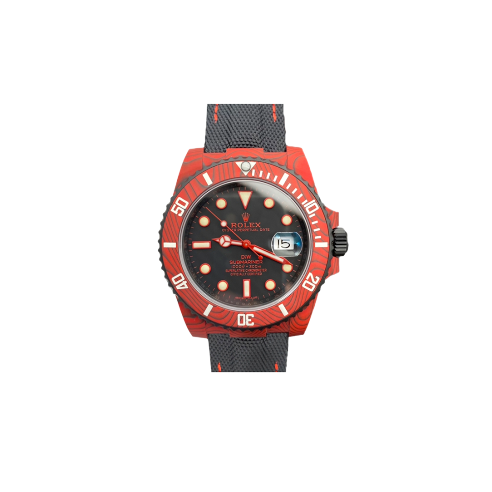 Rolex DiW Submariner Red Carbon Limited Edition Black Dial Mens Watch 126610LN