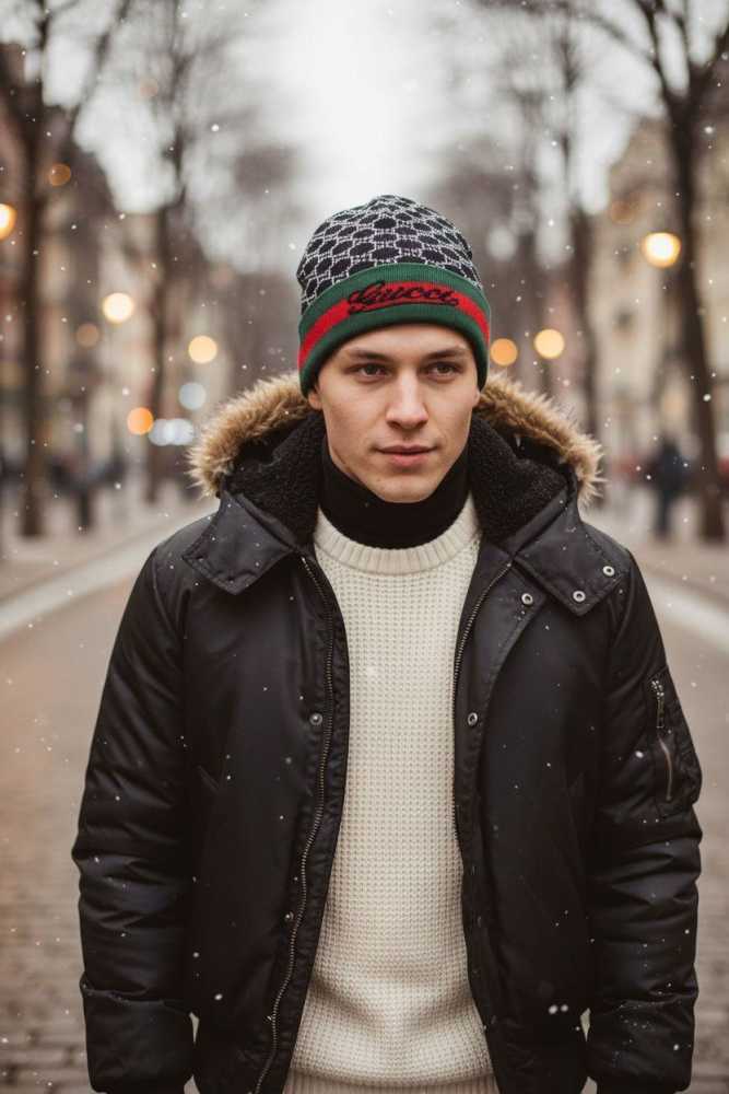 Gucci Monogram Black Premium Edition Cashmere Beanie