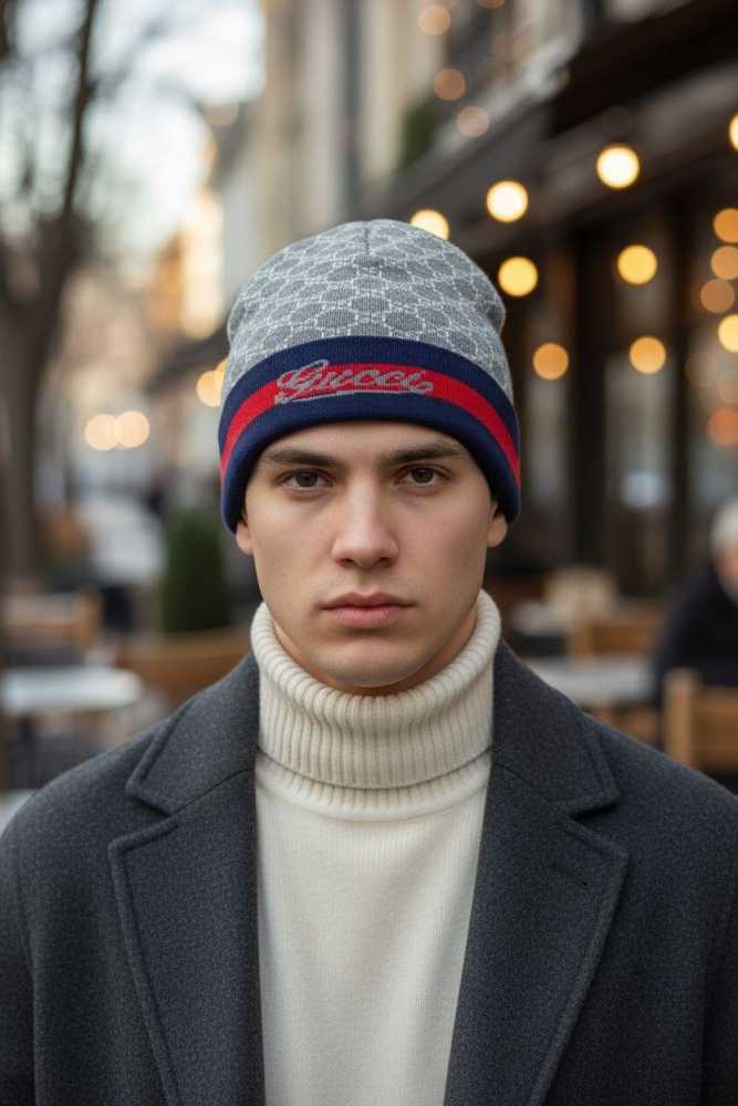 Gucci Monogram Grey Premium Edition Cashmere Beanie