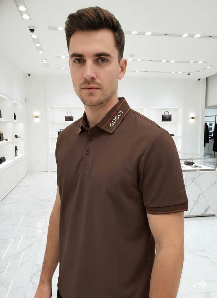 Gucci Dark Brown Premium Quality Polo T-shirt-thumb-0