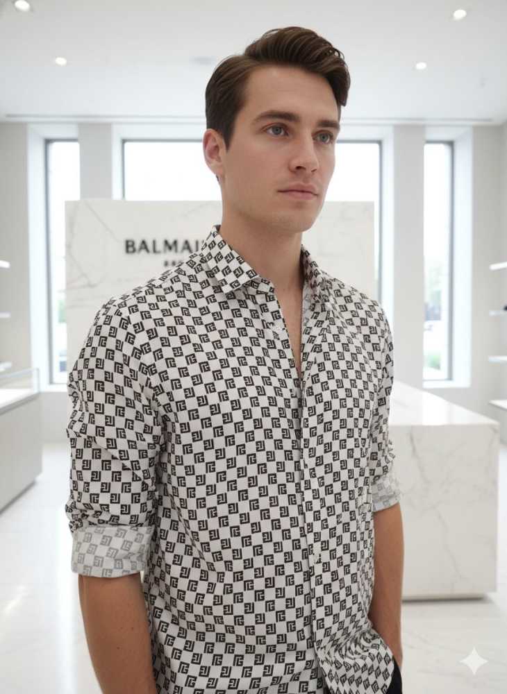 Balmain Embroidered White Premium Cotton Shirt-thumb-2