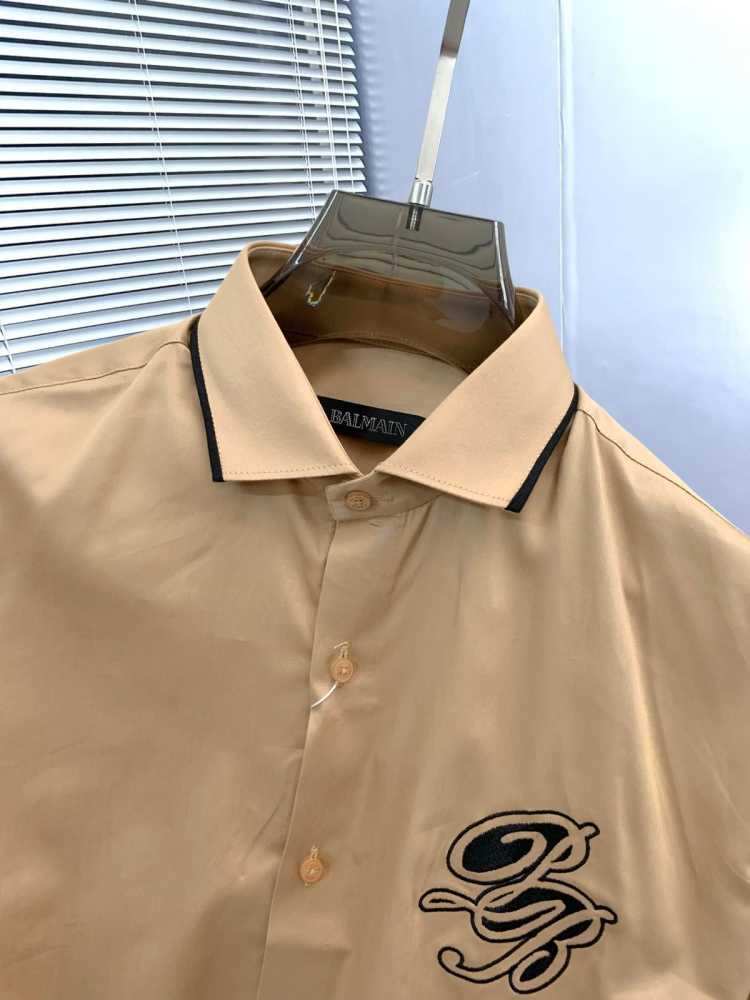 Balmain Embroidered Brown Premium Cotton Shirt-3