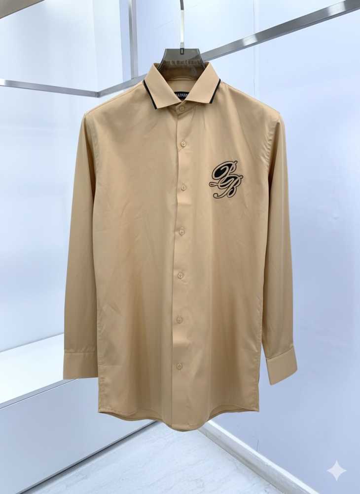 Balmain Embroidered Brown Premium Cotton Shirt