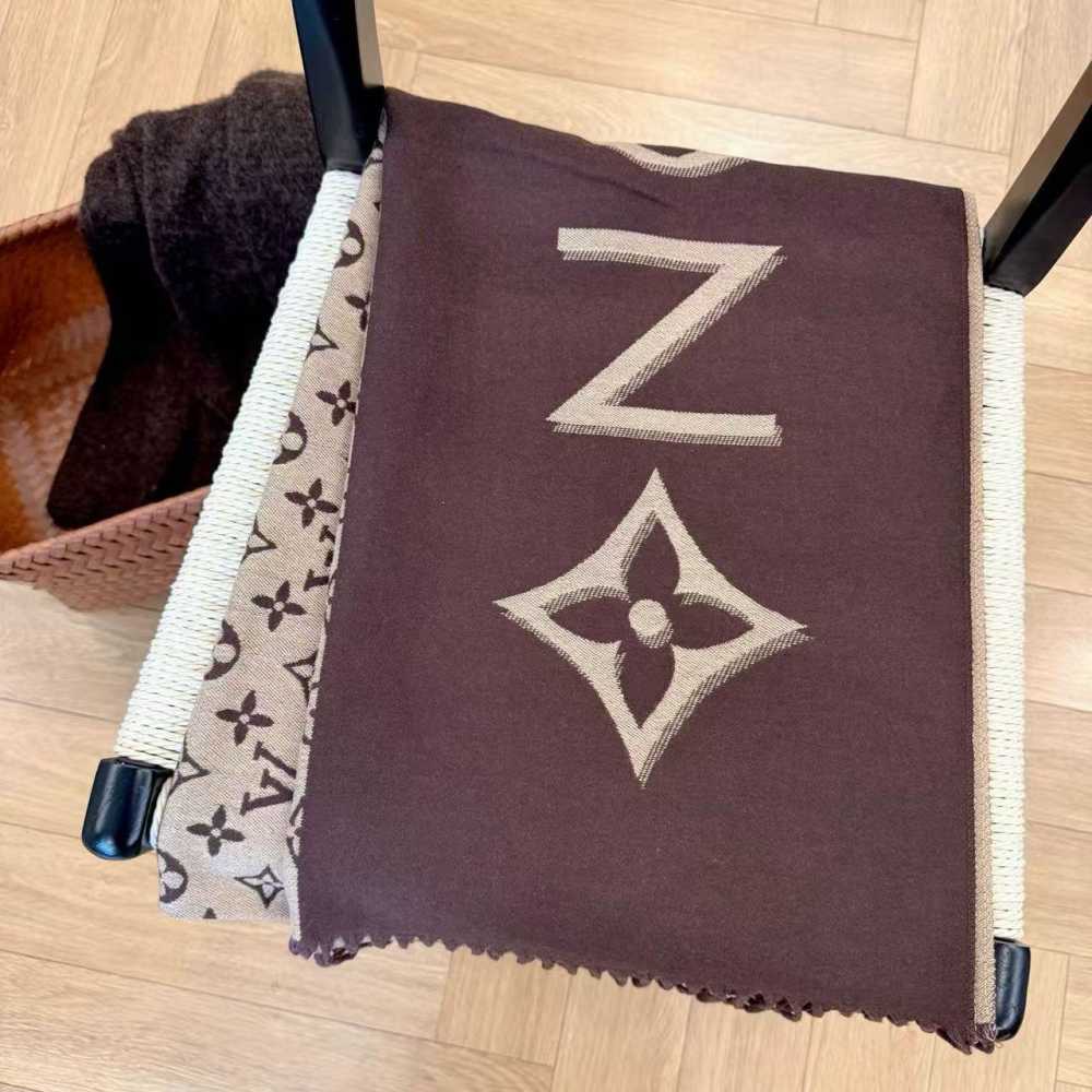 Louis Vuitton Dark Brown Cashmere Reversible Stole-3