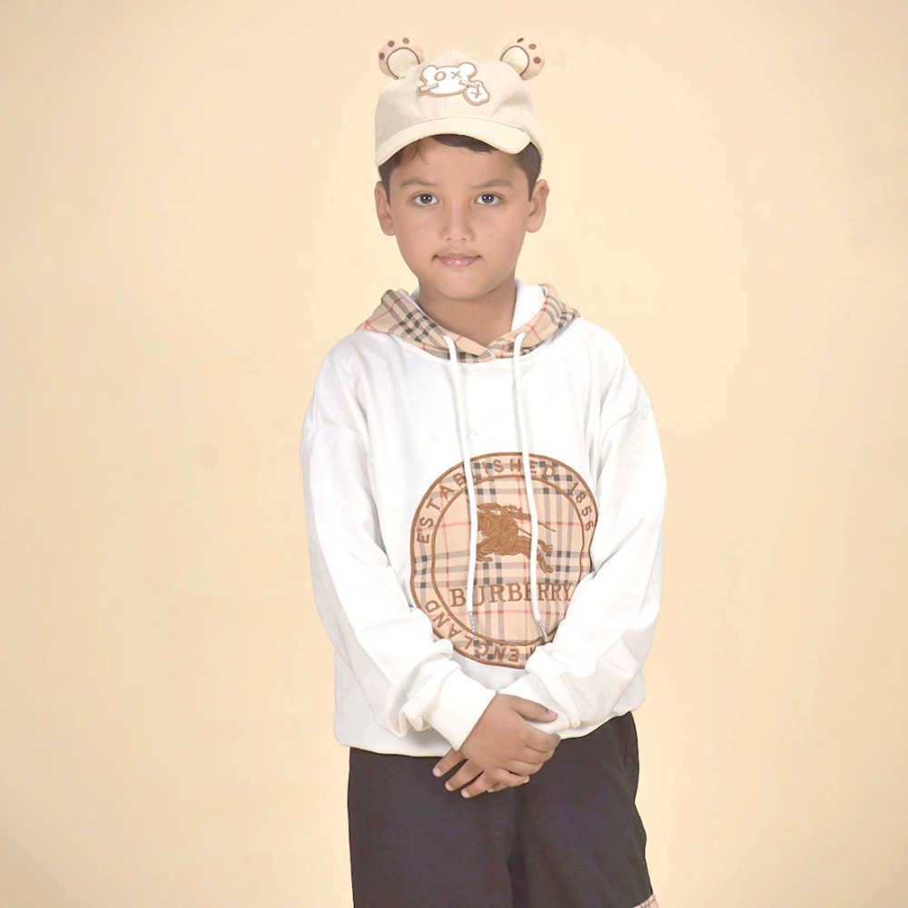 Burberry Embroidered Logo White Premium Quality Kids Co-Ord Set-3