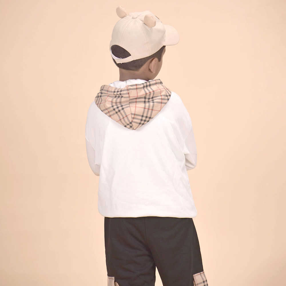 Burberry Embroidered Logo White Premium Quality Kids Co-Ord Set-6