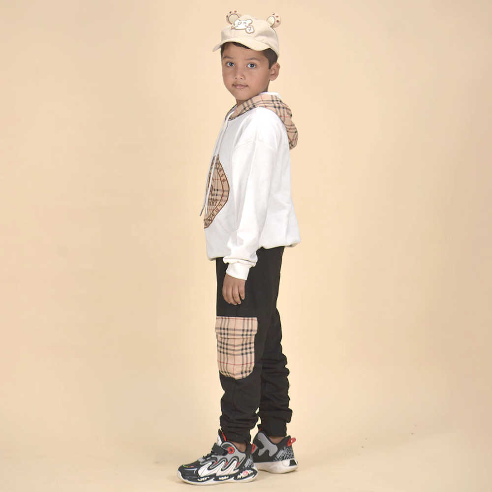 Burberry Embroidered Logo White Premium Quality Kids Co-Ord Set-1