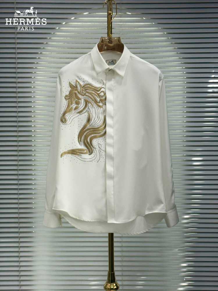 Hermès Embroidery Horse Logo White Premium Shirt