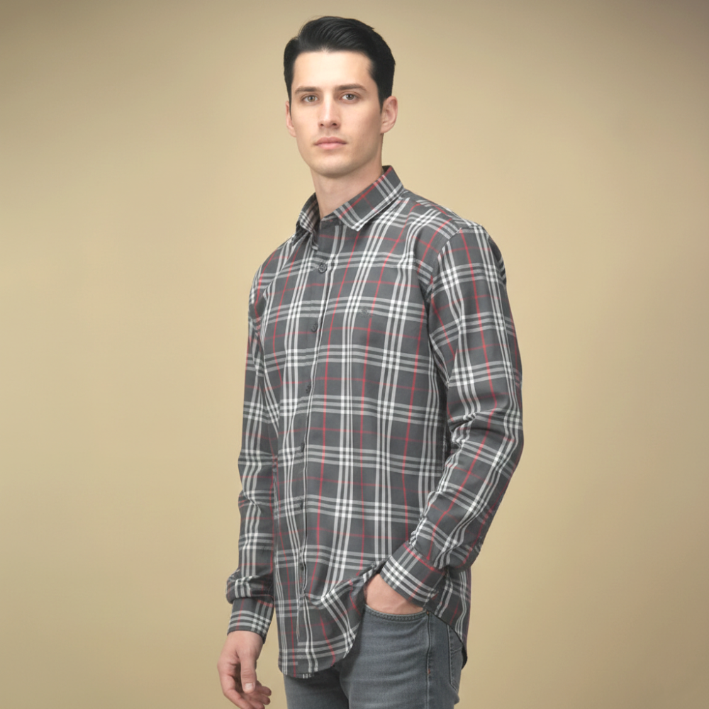 Burberry Grey Check Premium Quality Shirt