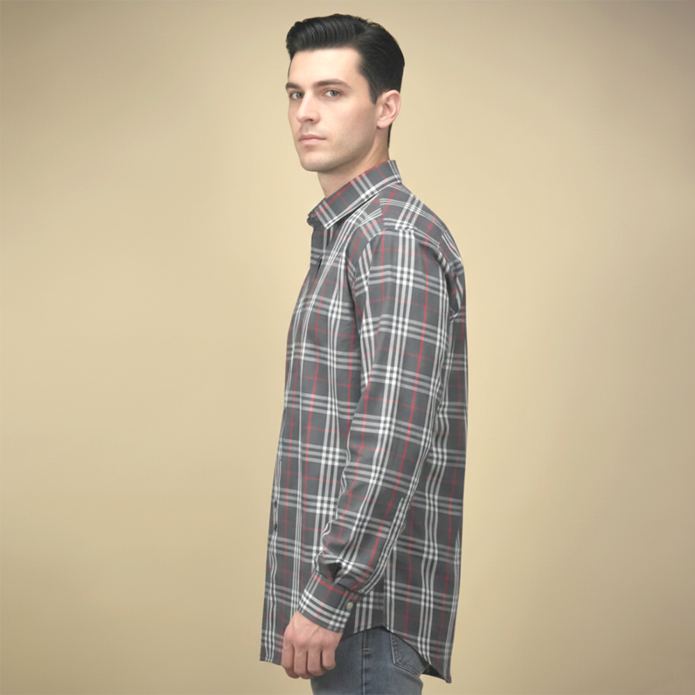Burberry Grey Check Premium Quality Shirt-2