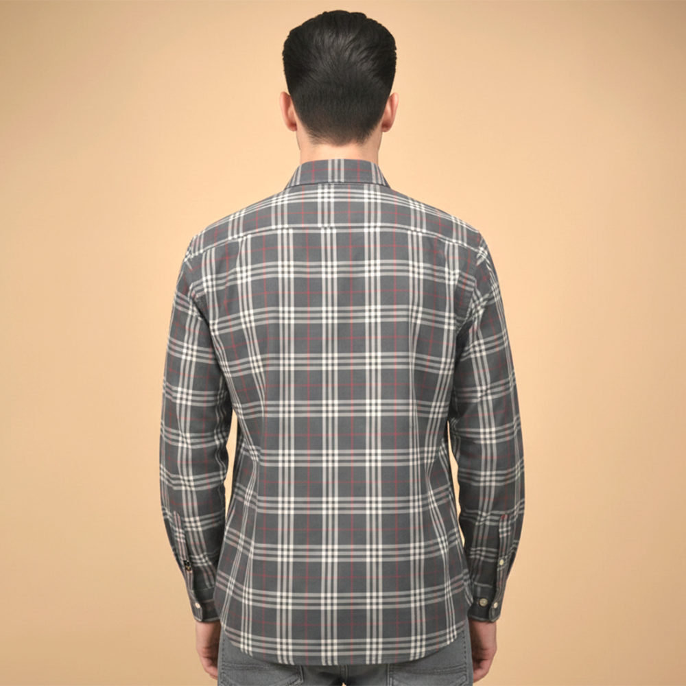 Burberry Grey Check Premium Quality Shirt-3