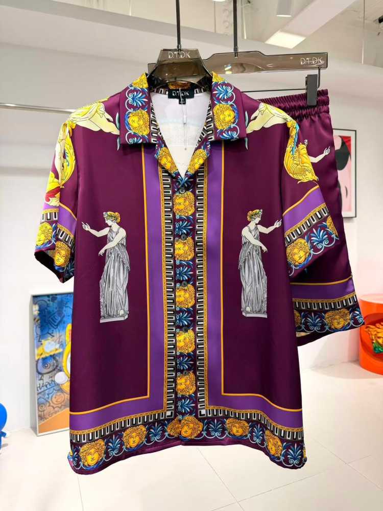 Versace Purple Premium Quality T-shirt & Shorts Combo-thumb-0