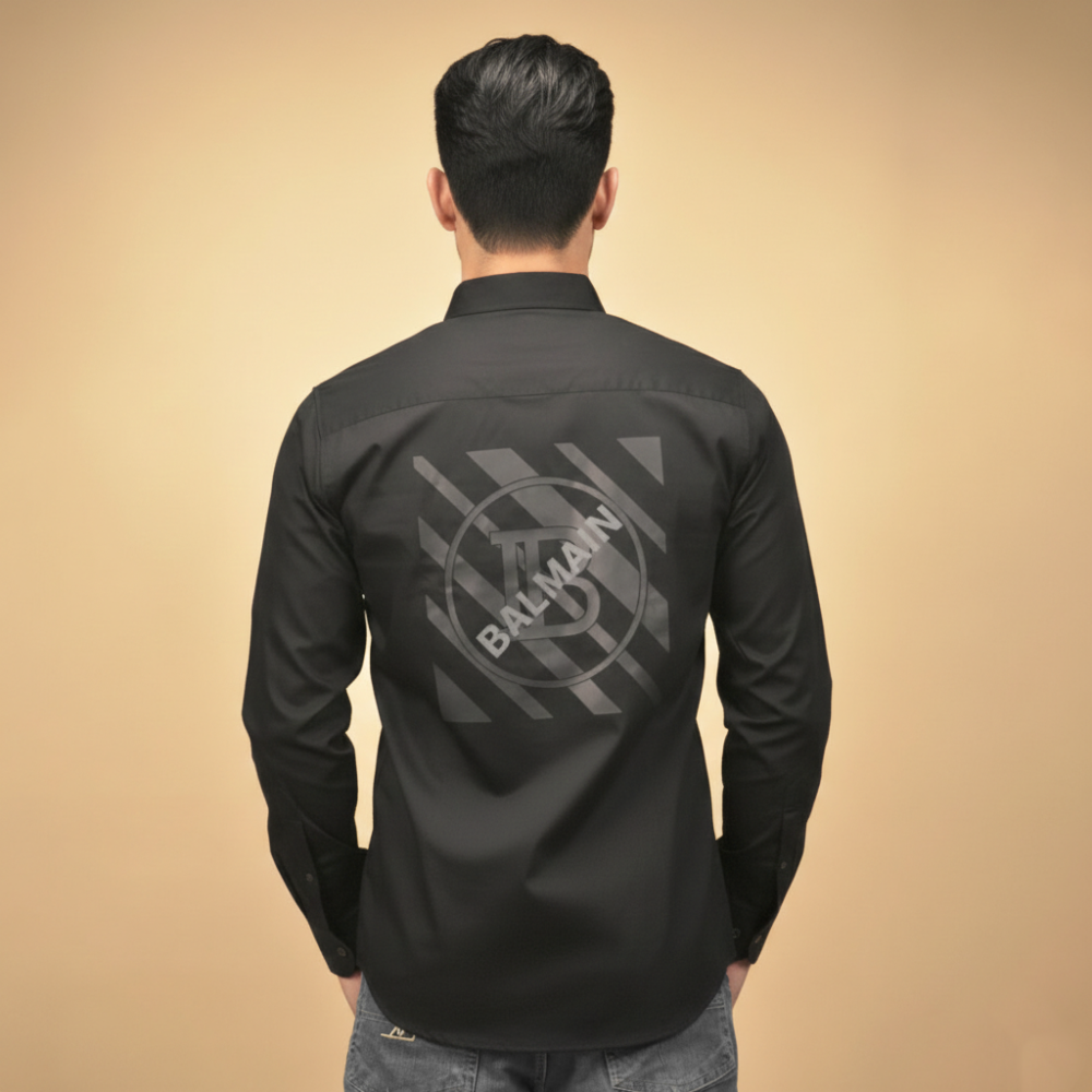 Balmain logo Print Black Premium Quality Shirt-3