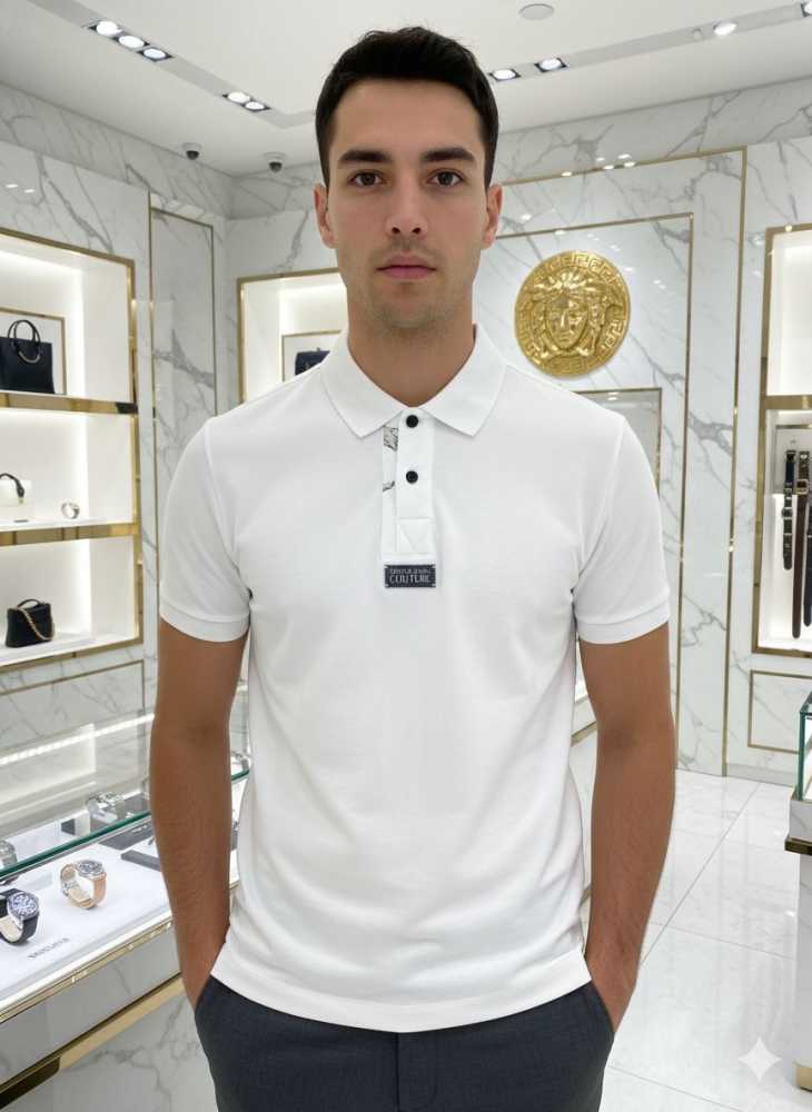 Versace White Premium Quality Polo T-shirt-thumb-0