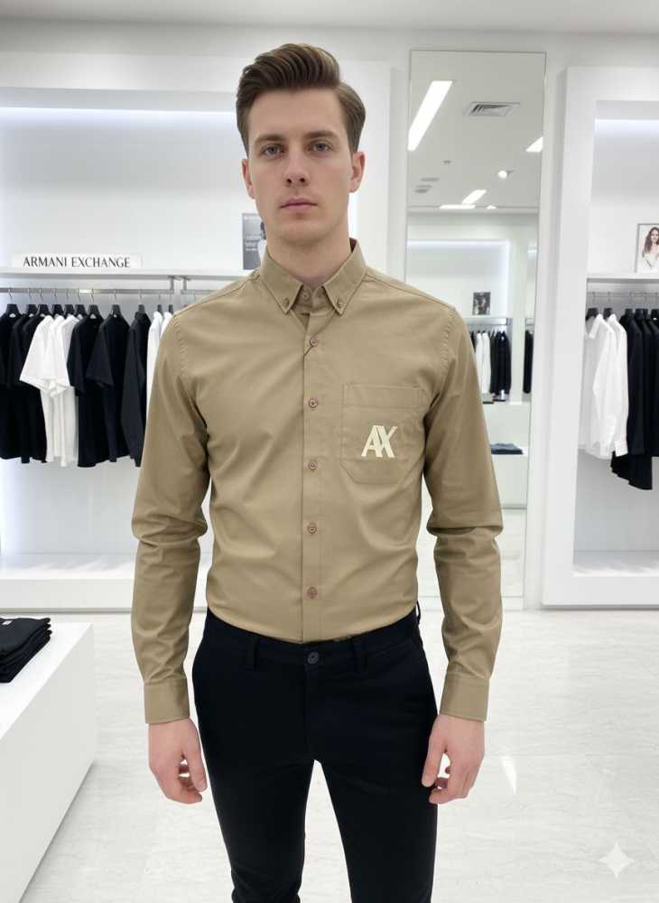 Armani Exchange Beige Premium Qualiy Cotton Shirt