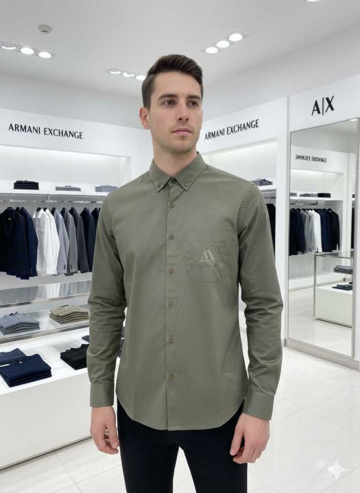 Armani Exchange Green Premium Qualiy Cotton Shirt