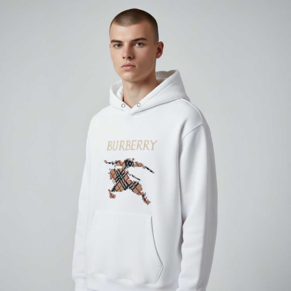 Burberry White Premium Quality Hoodie-thumb-0
