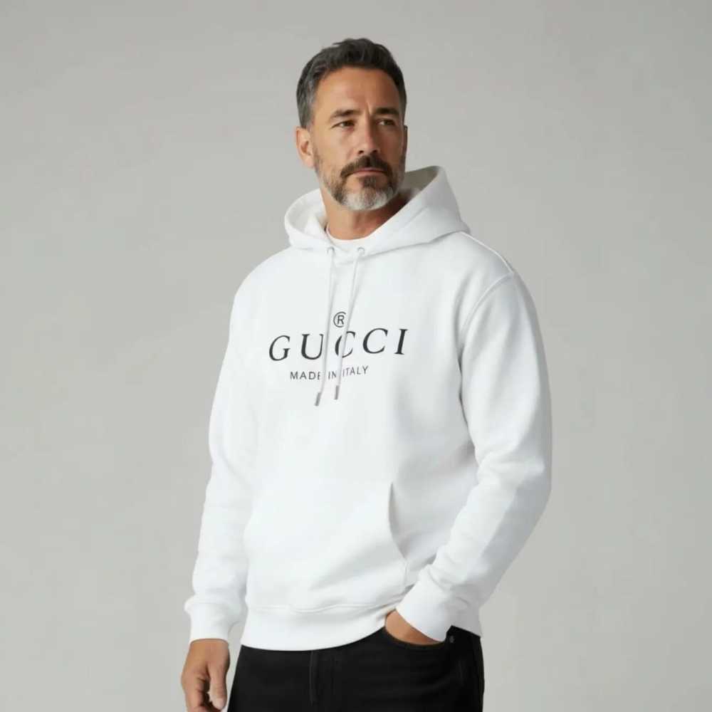 Gucci White Embroidery Logo Premium Quality Hoodie-1