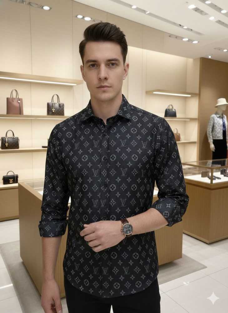 Louis Vuitton Monogram Black Premium Cotton Shirt