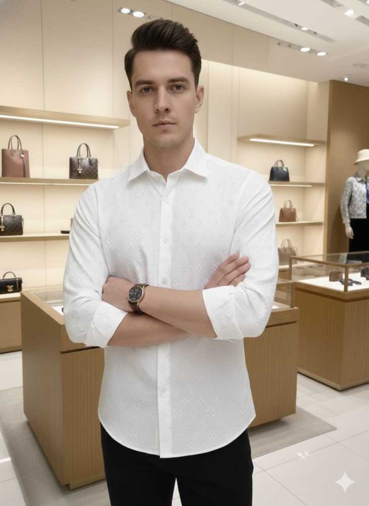 Louis Vuitton Monogram White Premium Cotton Shirt