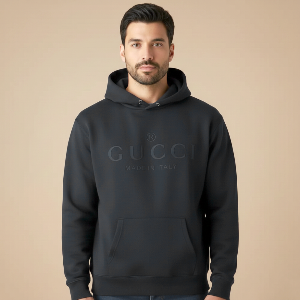Gucci Black Embroidery Logo Premium Quality Hoodie