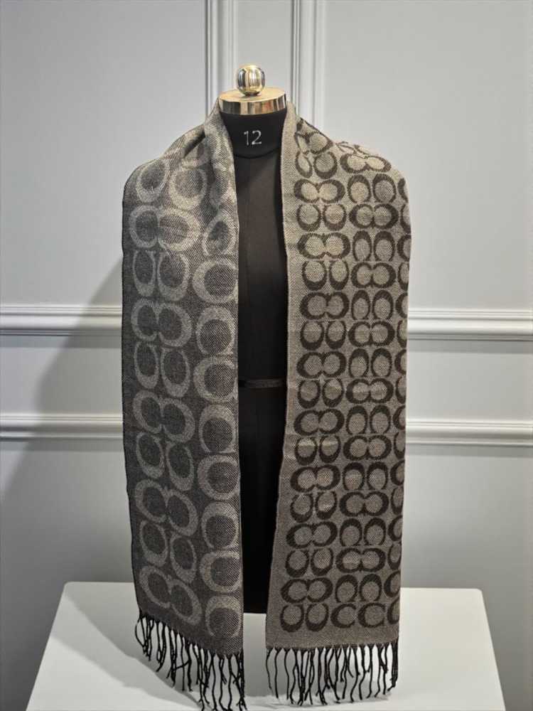 Coach Signature Black/Grey C Border Woollen Reversible Stole