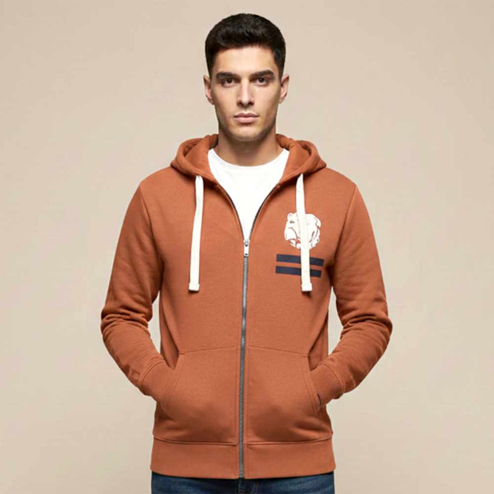 Superdry Brown Premium Quality Bulldog Patch Hoodie-thumb-0