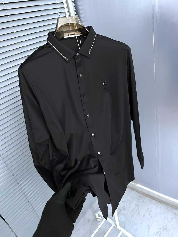 Loewe Embroidered Black Premium Cotton Shirt-1