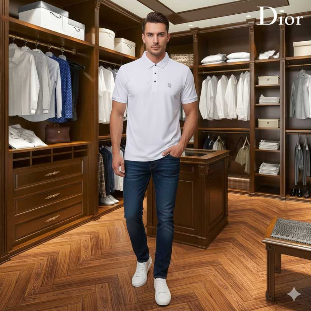 Dior White Premium Quality Polo T-Shirt-thumb-0
