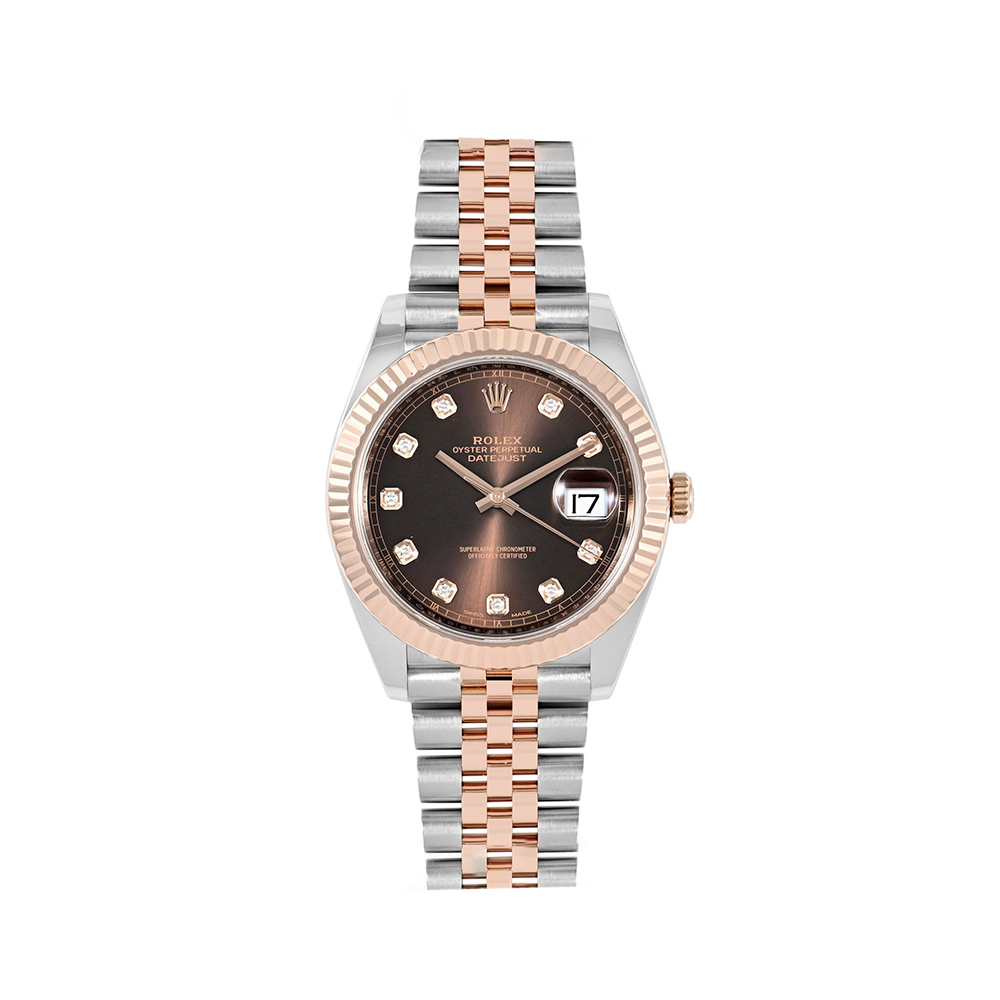Rolex Datejust in Everose Rolesor 18k Rose Gold, Diamond Bezel, Brown Dial Watch 126331