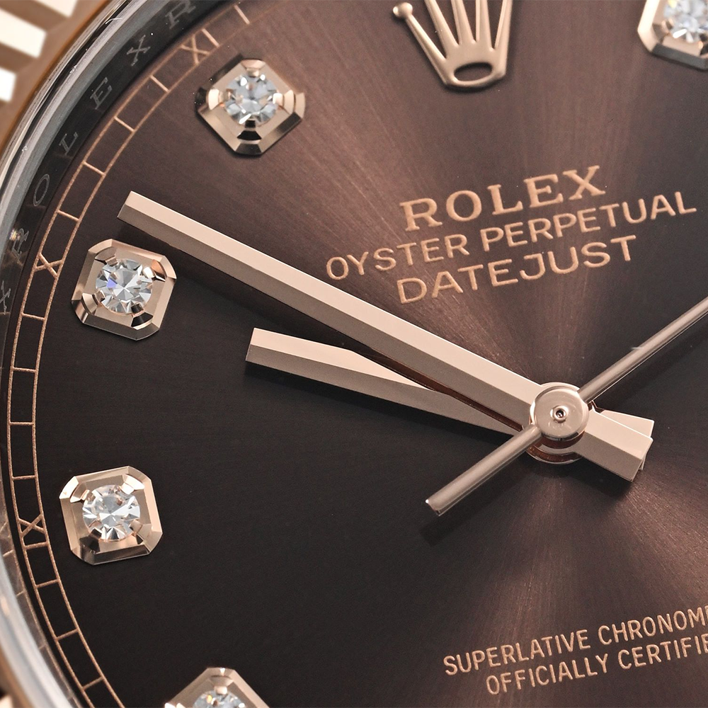 Rolex Datejust in Everose Rolesor 18k Rose Gold, Diamond Bezel, Brown Dial Watch 126331-2