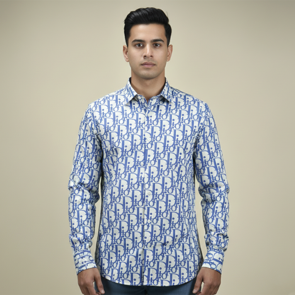 Dior White & Blue Premium Quality Shirt-1