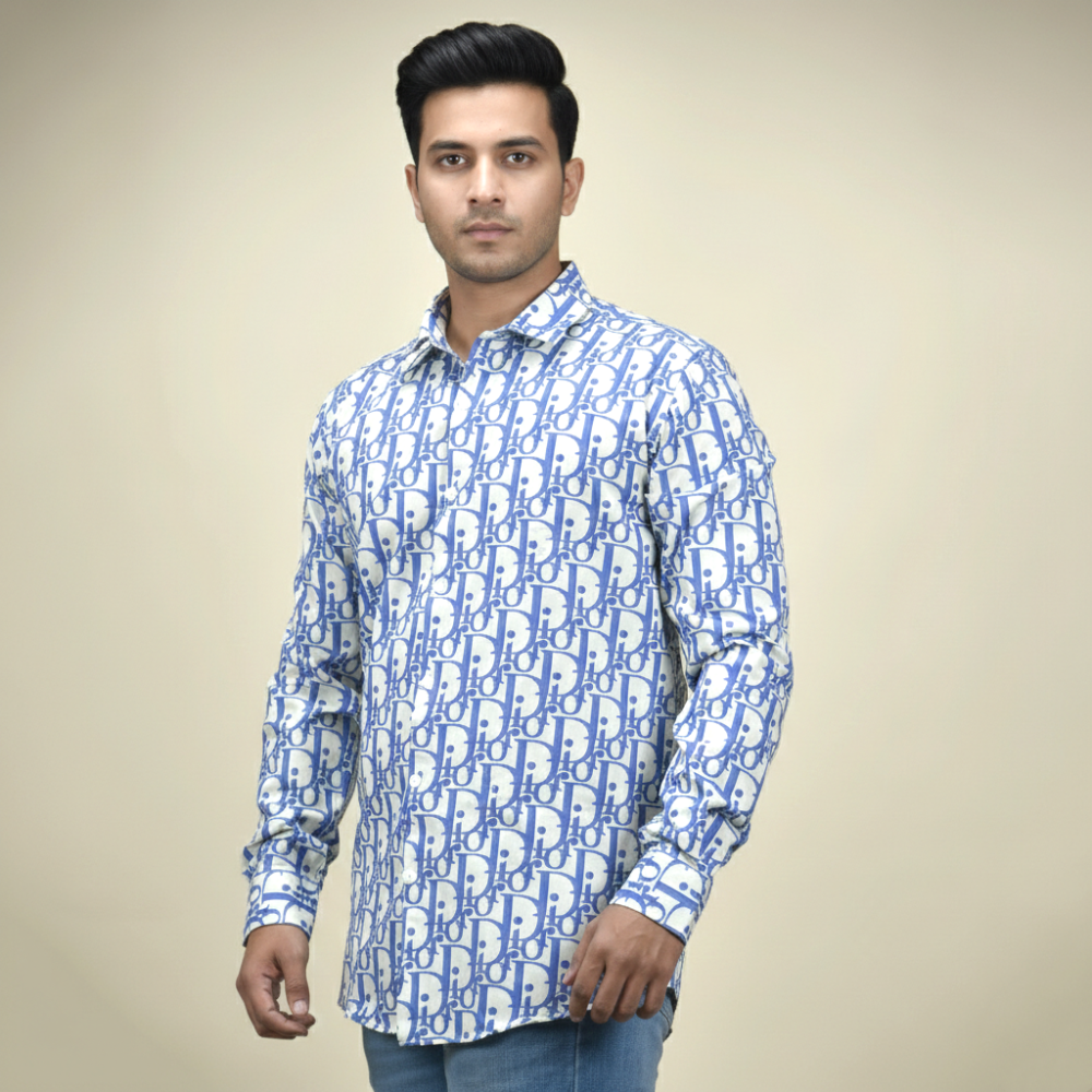 Dior White & Blue Premium Quality Shirt