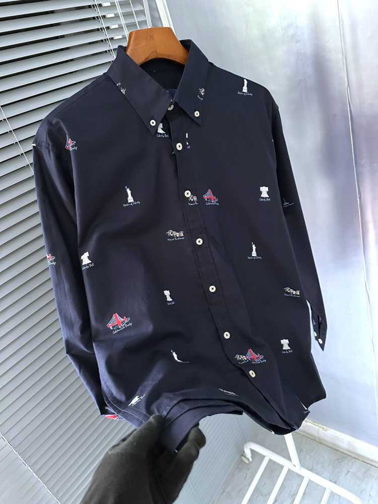 Ralph Lauren Embroidered Blue Premium Cotton Shirt