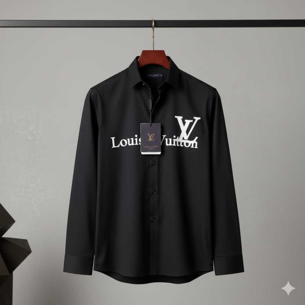 Louis Vuitton Monogram Black Premium Cotton Shirt-thumb-0