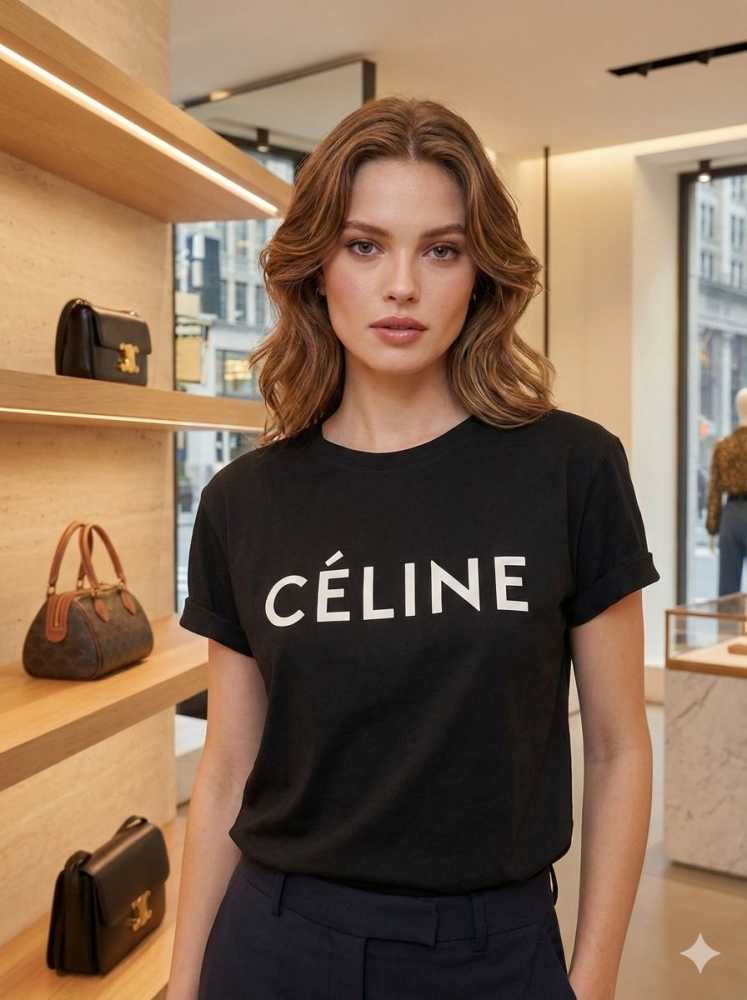 Celine Black Premium Quality Women T-shirt-1