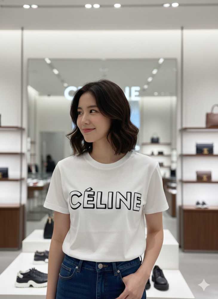 Celine White Premium Quality Women T-shirt-1