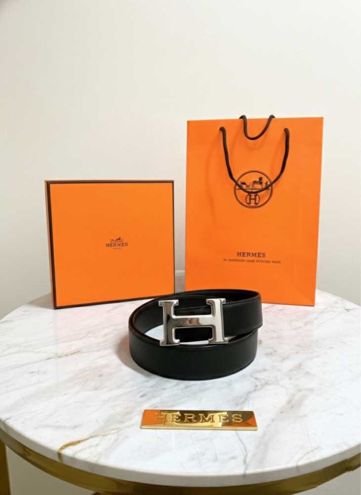 Hermes Silver Premium Quality Leather Belt-2