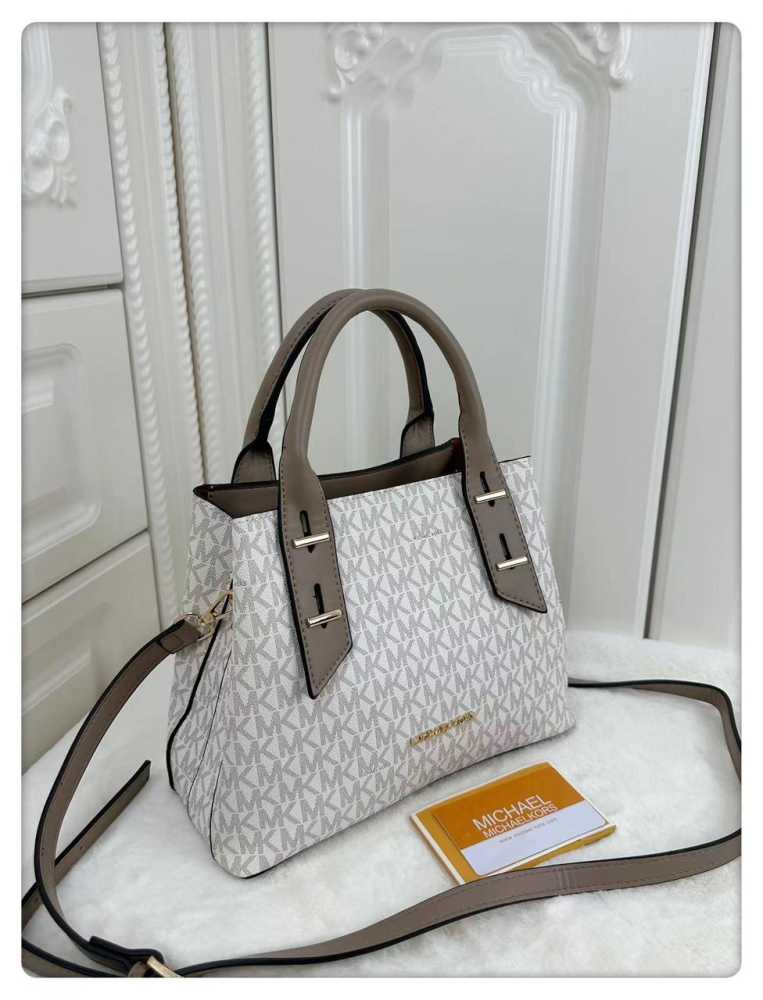 Michael Kors Signature Boston Grey Leather Bag-thumb-0