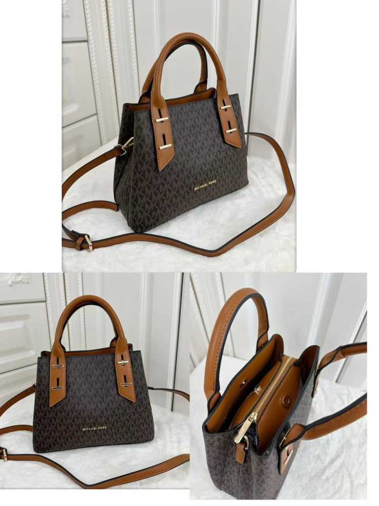 Michael Kors Signature Boston Brown Leather Bag-1