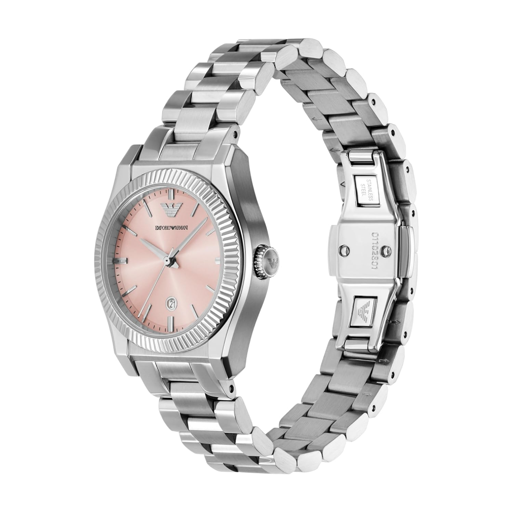 Women Quartz Pink Dial Analog Stainless Steel Watch AR11658-1