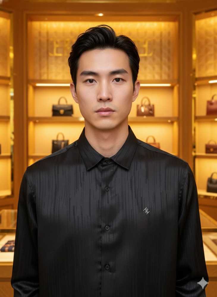 Louis Vuitton Monogram Black Premium Cotton Shirt-3