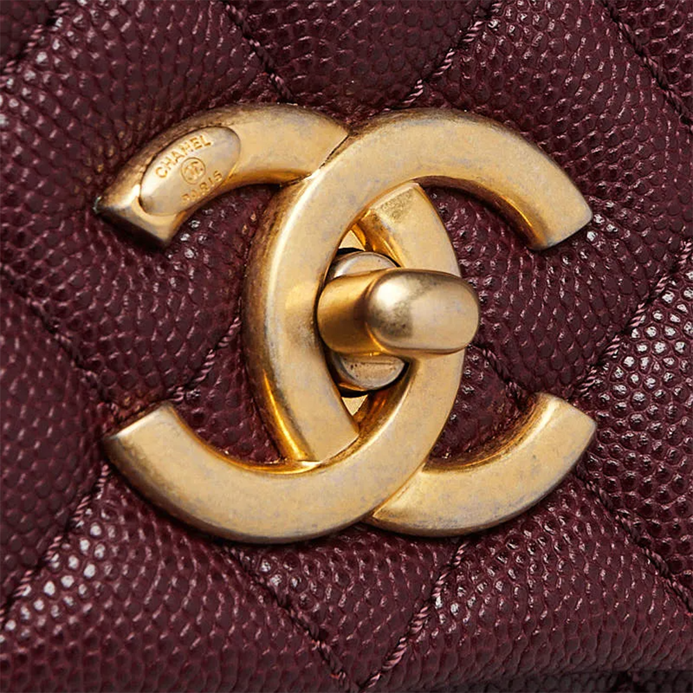 Chanel Coco Caviar Wine Top Handle Bag-thumb-2