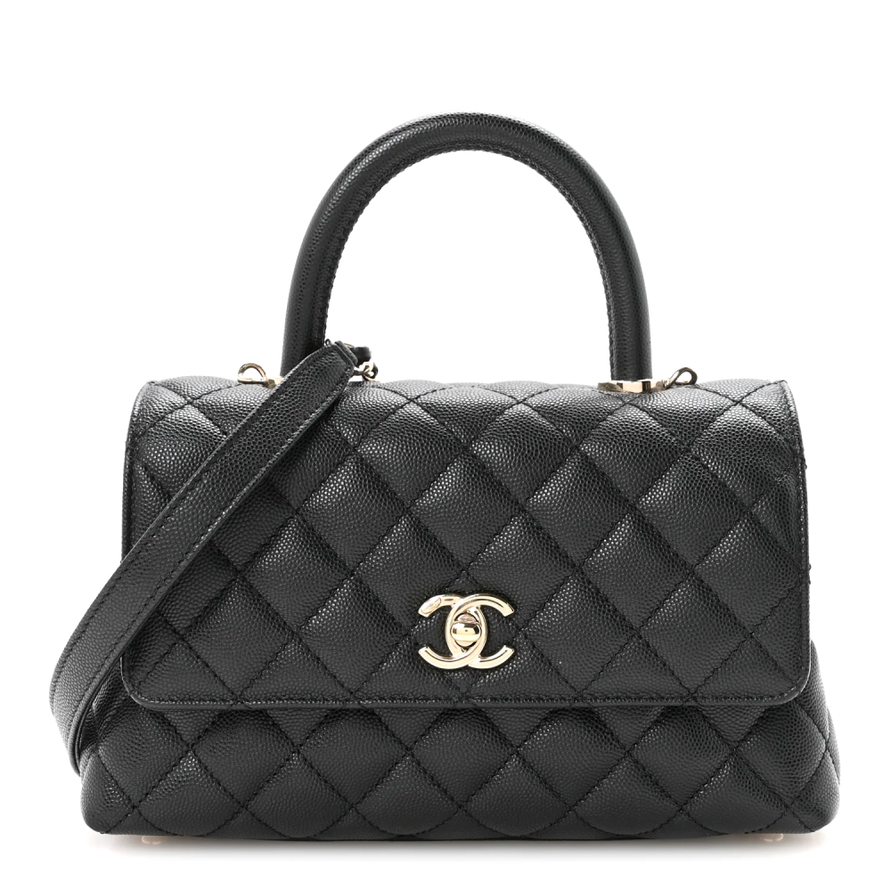 Tory Burch Coco Caviar Black Top Handle Bag