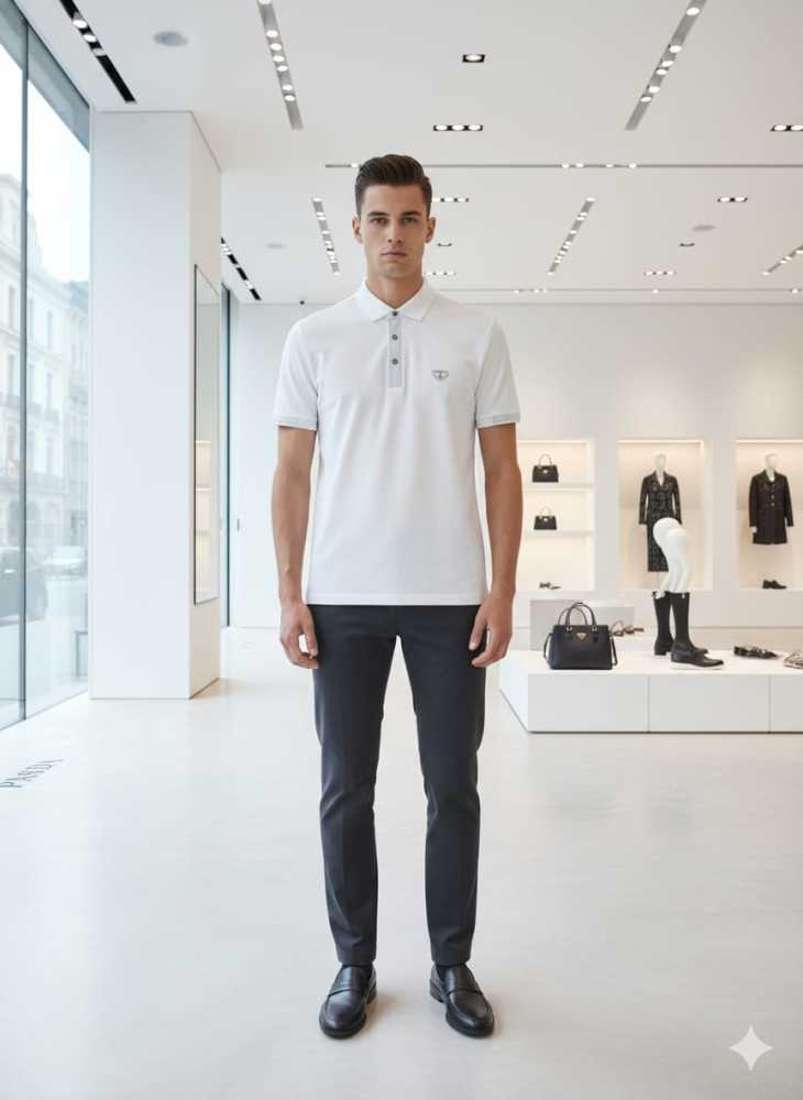 Prada White Premium Quality Polo T-shirt-thumb-0