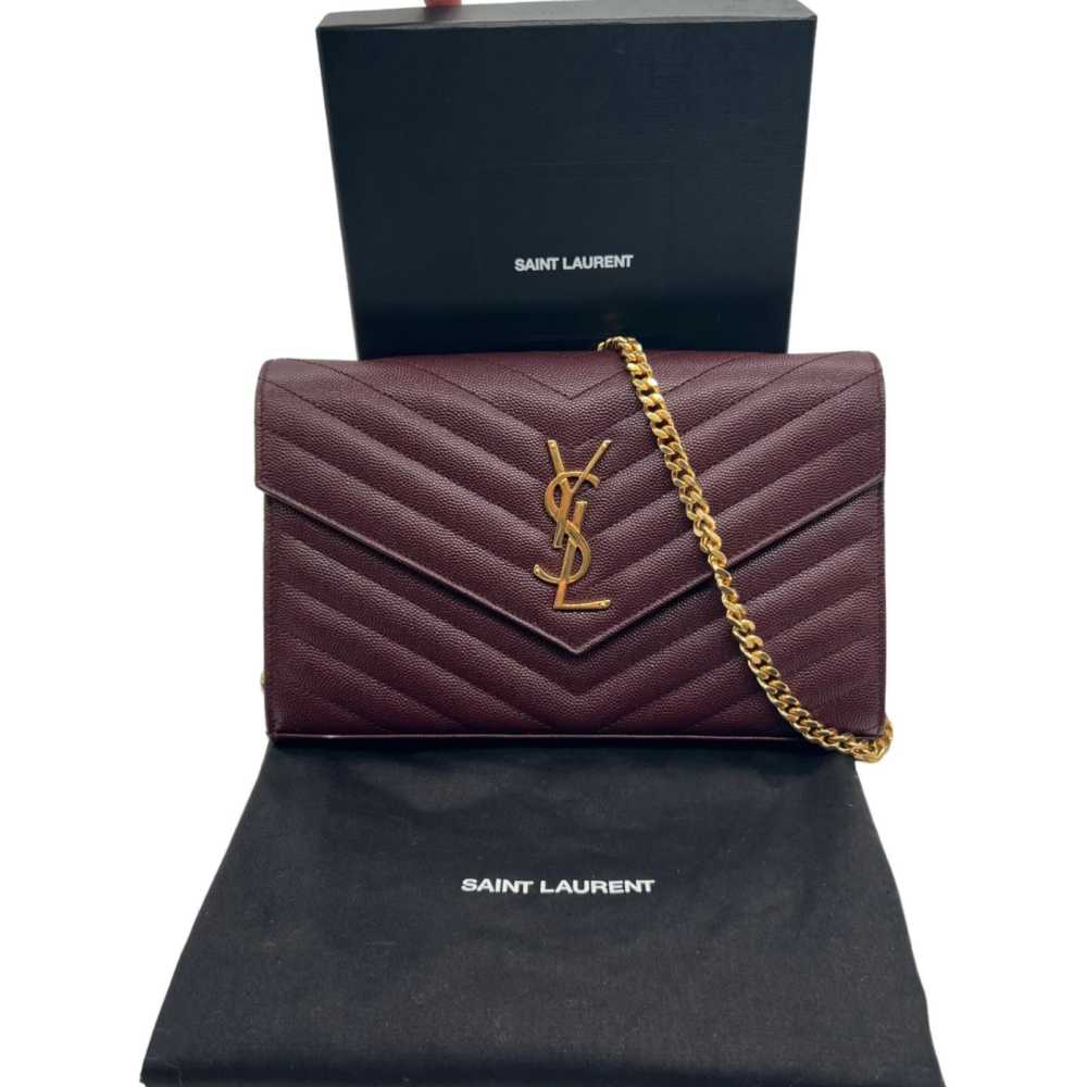 Saint Laurent Kate Grained Wine leather Sling Bag-thumb-0