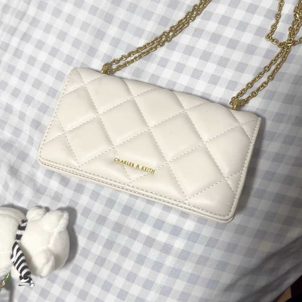 Charles & Keith Arrietty Quilted Qiki White Sling Bag-thumb-0