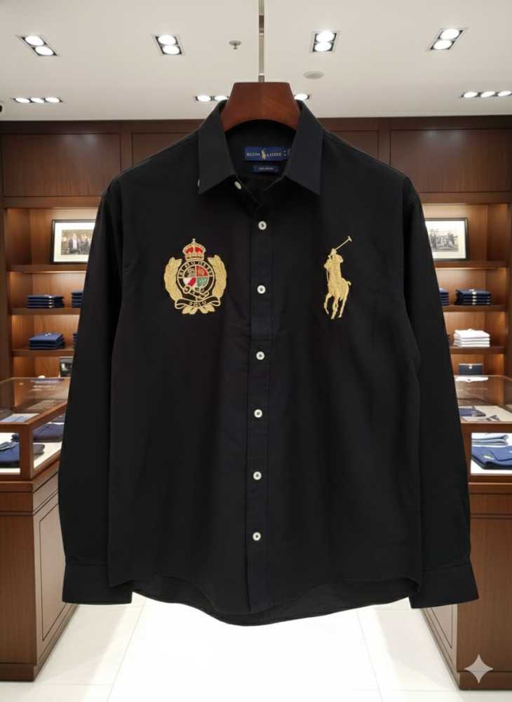 Ralph Lauren Embroidered Black Premium Cotton Shirt