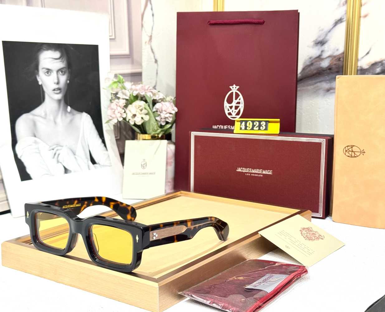 Jacques Marie Mage Yellow Luxury Sunglasses-thumb-0